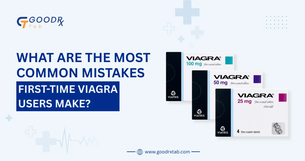 What Are the Most Common Mistakes First-Time Viagra Users Make? 2 Professional medical illustration showing a first-time Viagra user reviewing common medication mistakes, including incorrect dosage, improper timing, alcohol use, and lack of medical guidance, promoting safe and responsible erectile dysfunction treatment.