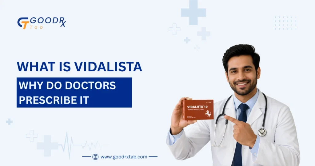Vidalista tadalafil tablets with a healthcare professional explaining why Vidalista is prescribed for erectile dysfunction treatment