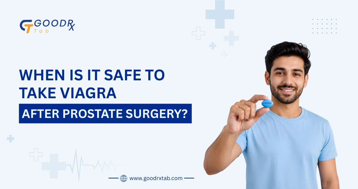 Medical illustration showing a male patient consulting a urologist about when it is safe to take Viagra after prostate surgery, highlighting post-prostatectomy recovery, erectile dysfunction rehabilitation, and doctor-guided treatment